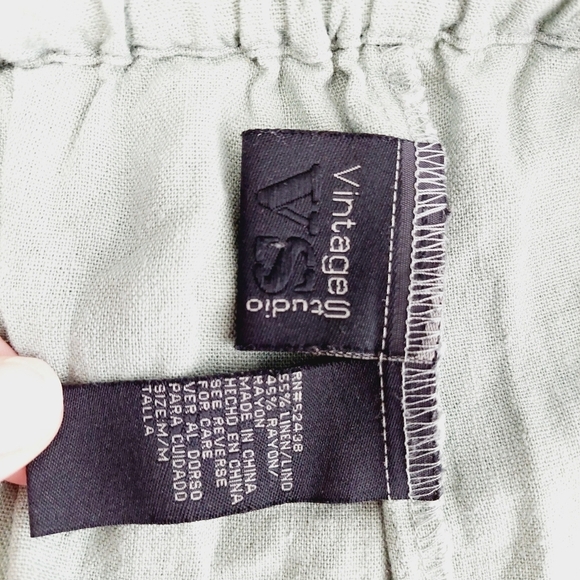 Vintage Studio Green Mid Rise Cargo Pocket Wide Leg Trousers 1435 - Picture 6 of 7